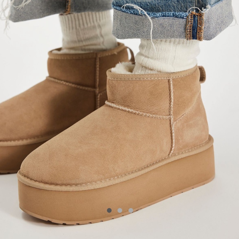 Emu Light Sand Platform Ankle Boots